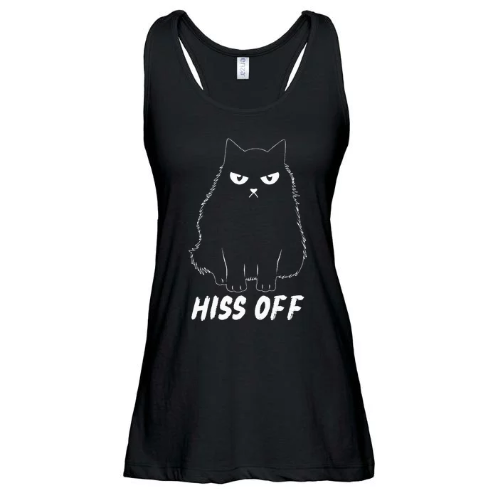 Meow Black Cat Hiss Off Funny Ladies Essential Flowy Tank