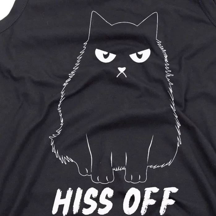 Meow Black Cat Hiss Off Funny Tank Top