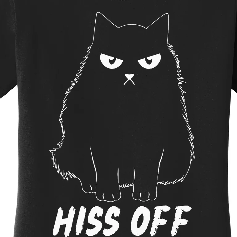 Meow Black Cat Hiss Off Funny Women's T-Shirt