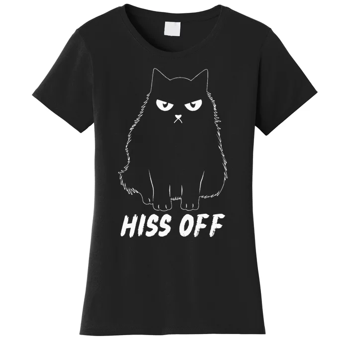 Meow Black Cat Hiss Off Funny Women's T-Shirt