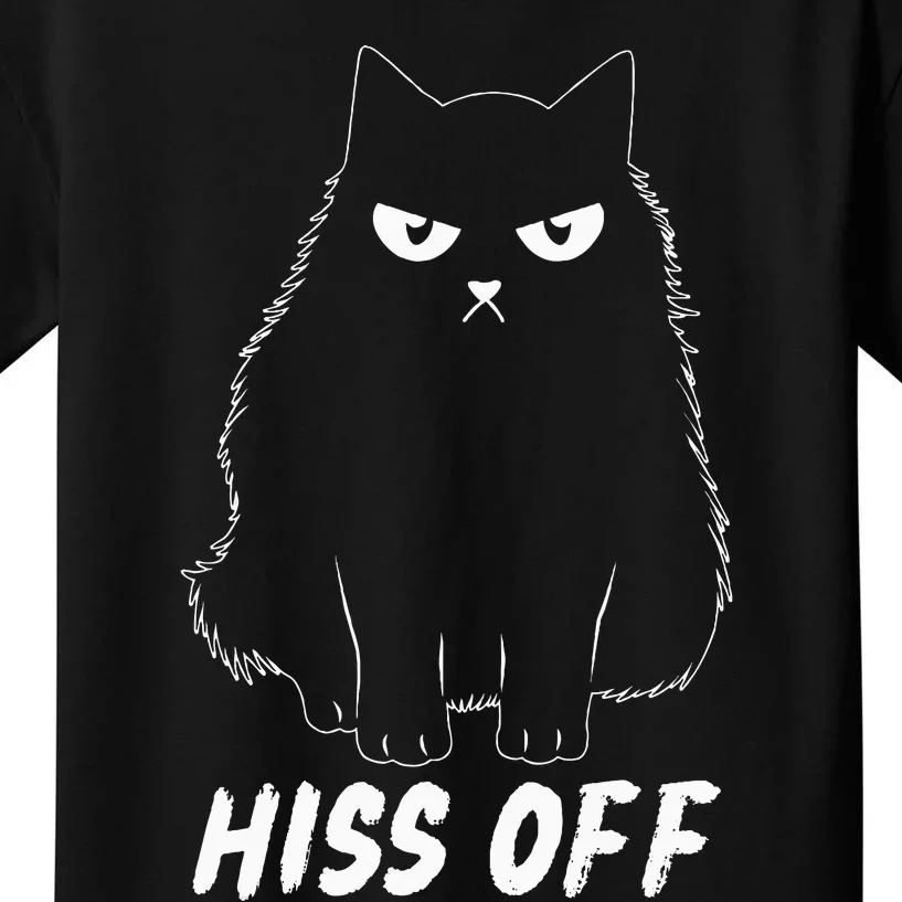 Meow Black Cat Hiss Off Funny Kids T-Shirt