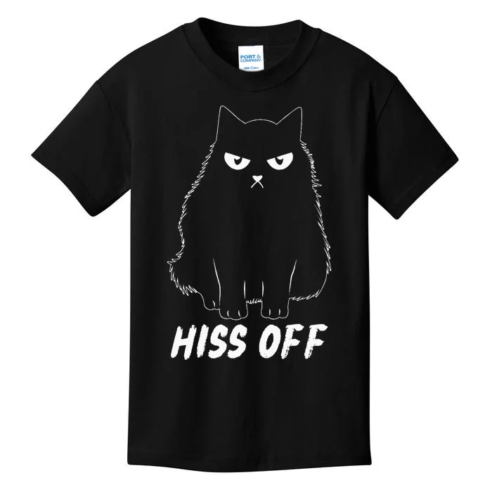 Meow Black Cat Hiss Off Funny Kids T-Shirt