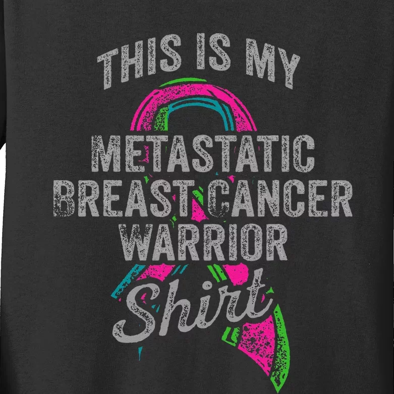 Metastatic Breast Cancer Awareness Warrior Kids Long Sleeve Shirt