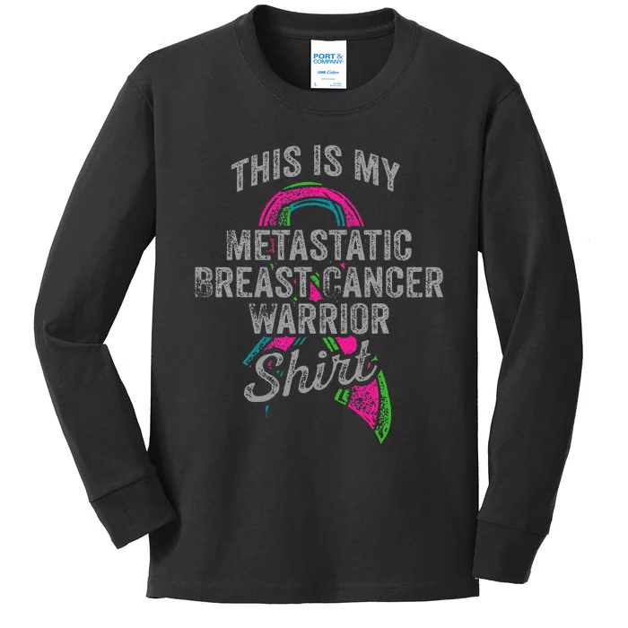 Metastatic Breast Cancer Awareness Warrior Kids Long Sleeve Shirt