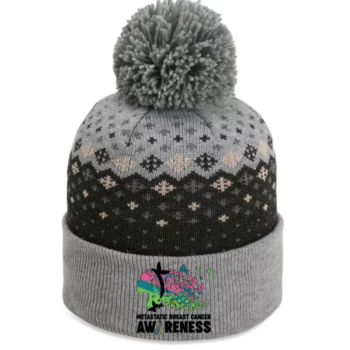 Metastatic Breast Cancer Awareness Butterflies The Baniff Cuffed Pom Beanie