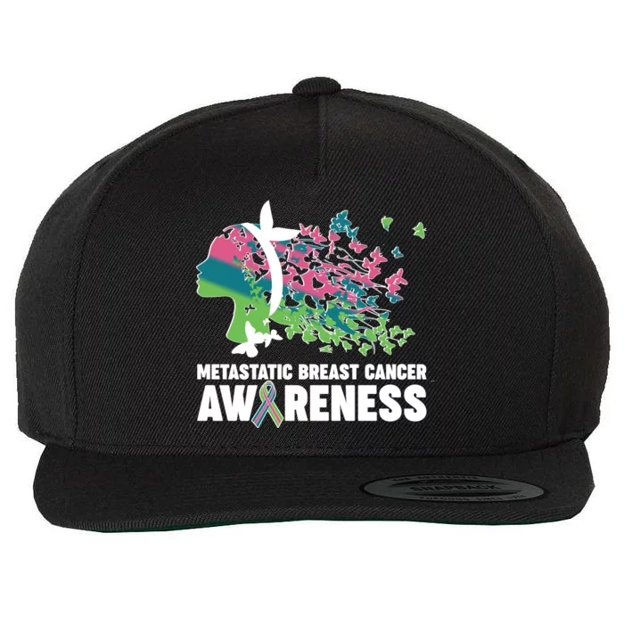 Metastatic Breast Cancer Awareness Butterflies Wool Snapback Cap