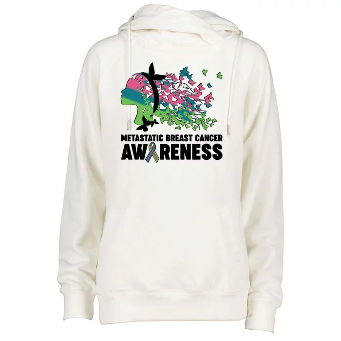 Metastatic Breast Cancer Awareness Butterflies Womens Funnel Neck Pullover Hood