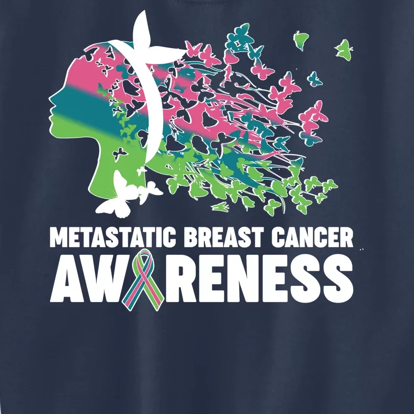 Metastatic Breast Cancer Awareness Butterflies Kids Sweatshirt