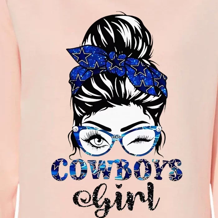 Messy Bun Cowboys Girl Sport Fan Womens California Wash Sweatshirt