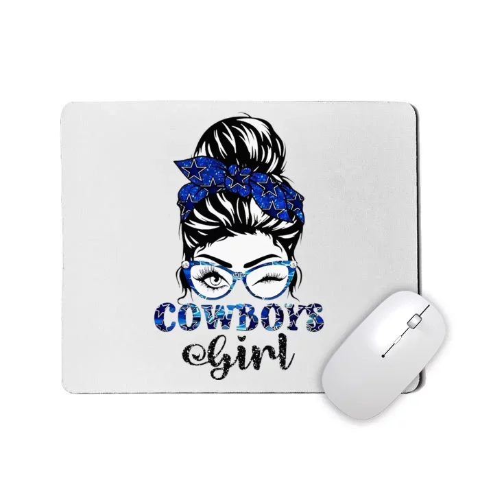 Messy Bun Cowboys Girl Sport Fan Mousepad