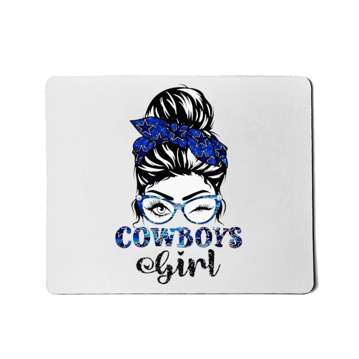 Messy Bun Cowboys Girl Sport Fan Mousepad