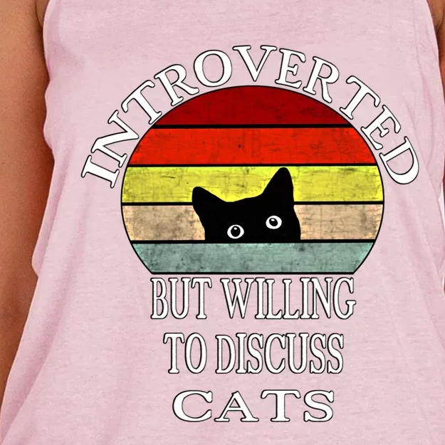 My Black Cat Introverted But Willing To Discuss Cats Gift Women's Knotted Racerback Tank