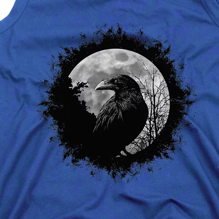 Mystic Black Crow Artwork Full Moon Raven Tank Top