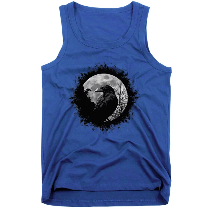 Mystic Black Crow Artwork Full Moon Raven Tank Top