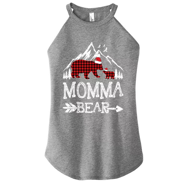 Momma Bear Christmas Pajama Red Plaid Buffalo Family Women’s Perfect Tri Rocker Tank