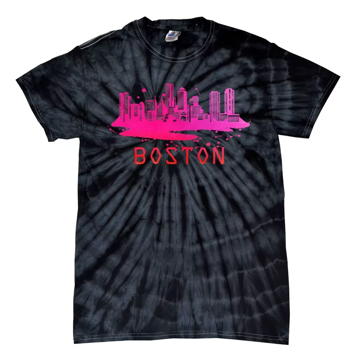 Modern Boston Cityscape Boston Massachusetts Skyline Tie-Dye T-Shirt