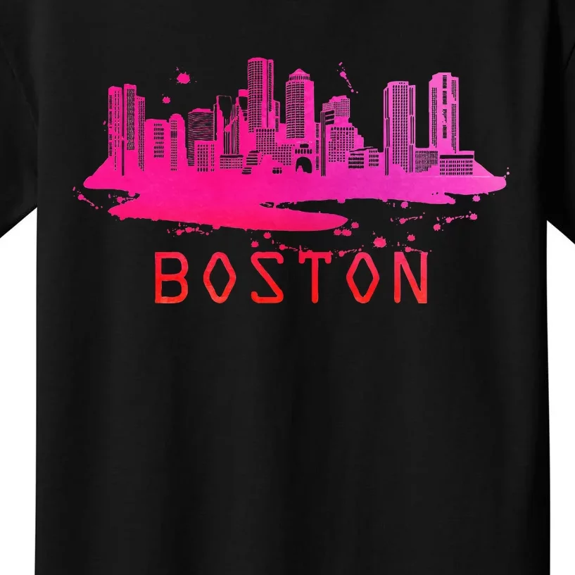 Modern Boston Cityscape Boston Massachusetts Skyline Kids T-Shirt