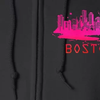 Modern Boston Cityscape Boston Massachusetts Skyline Full Zip Hoodie