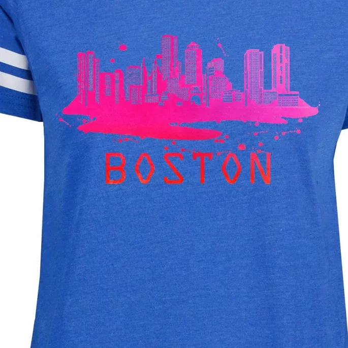 Modern Boston Cityscape Boston Massachusetts Skyline Enza Ladies Jersey Football T-Shirt