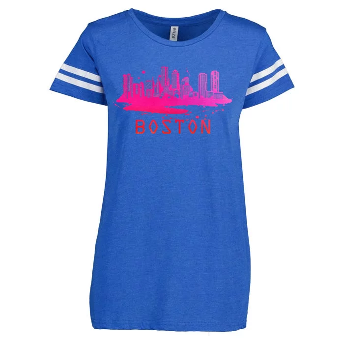 Modern Boston Cityscape Boston Massachusetts Skyline Enza Ladies Jersey Football T-Shirt