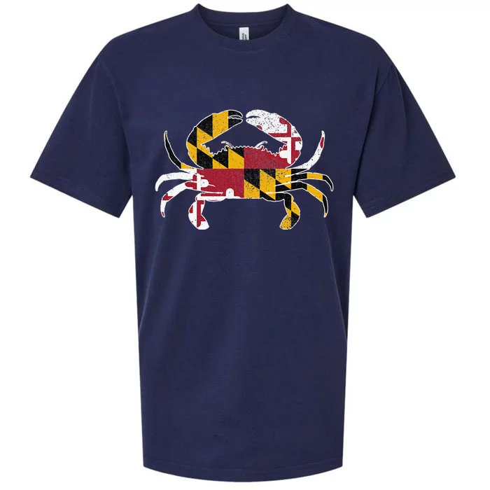 Maryland Blue Crab Vintage Maryland Flag Pride Sueded Cloud Jersey T-Shirt