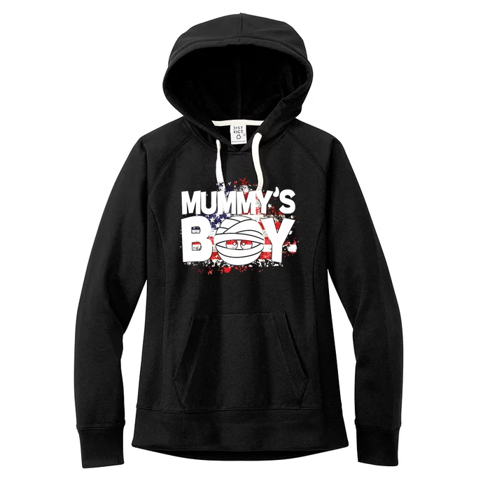 Mummys Boy Cute American Flag Women's Fleece Hoodie