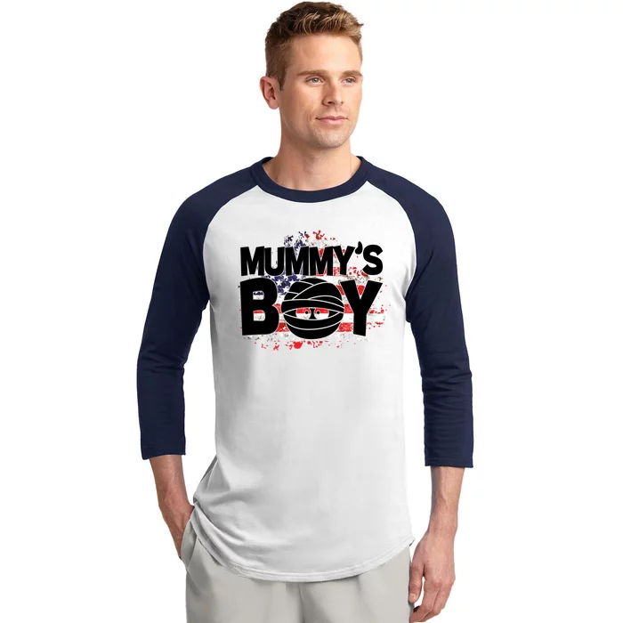 Mummys Boy Cute American Flag Baseball Sleeve Shirt