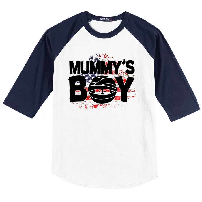 Mummys Boy Cute American Flag Baseball Sleeve Shirt