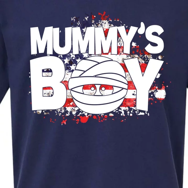 Mummys Boy Cute American Flag Sueded Cloud Jersey T-Shirt