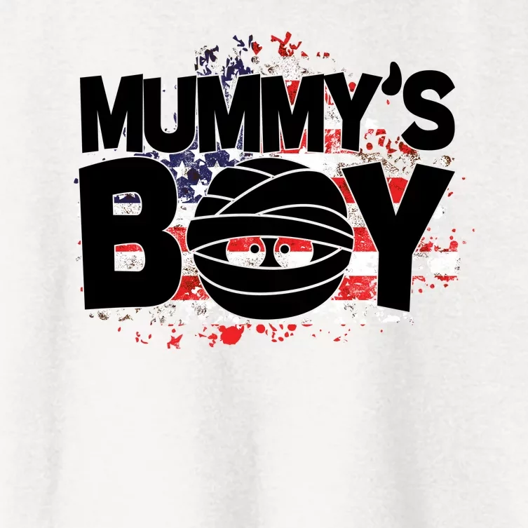 Mummys Boy Cute American Flag Women's Crop Top Tee