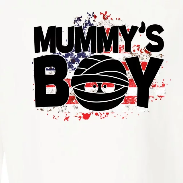 Mummys Boy Cute American Flag Cropped Pullover Crew