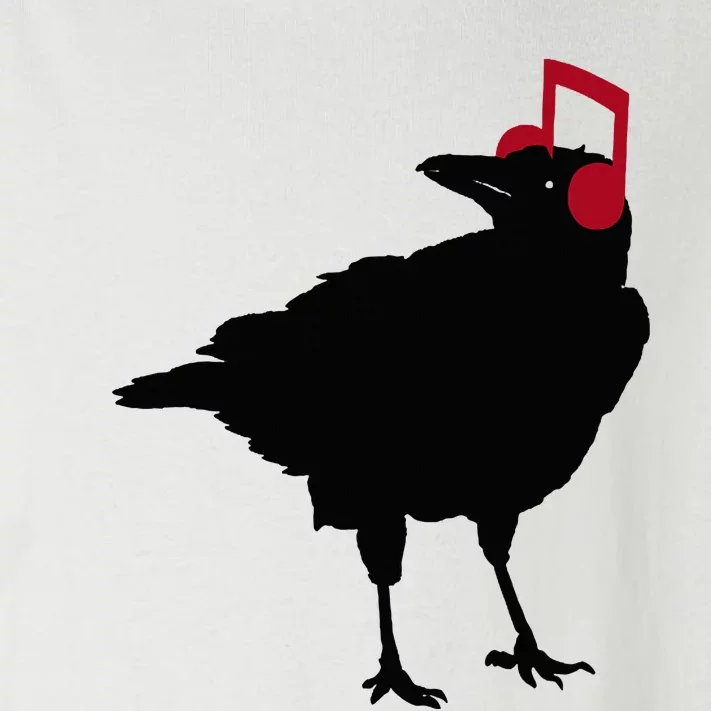 Music Bird Crow Musical Note A Black Crow A Red Headphone Toddler Long Sleeve Shirt