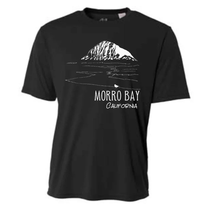 Morro Bay California Morro Rock Ca Drawing Souvenir Line Art Cooling Performance Crew T-Shirt