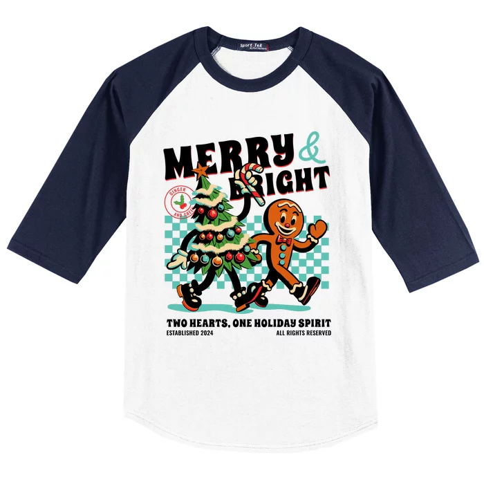 Merry & Bright Christmas Baseball Sleeve Shirt