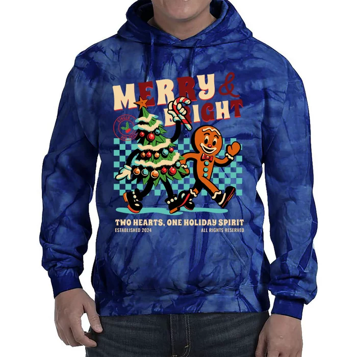 Merry & Bright Christmas Tie Dye Hoodie