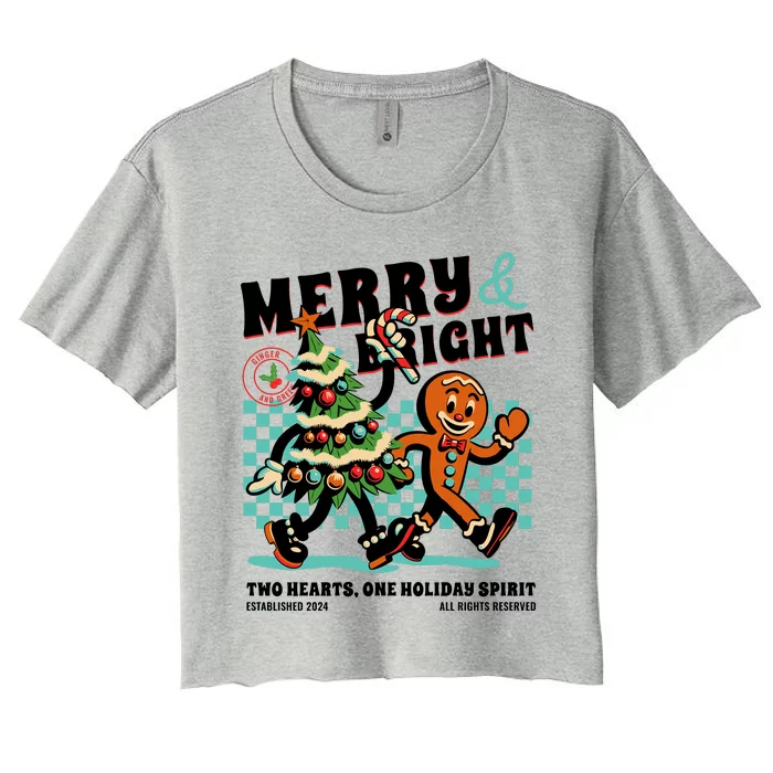 Merry & Bright Christmas Women's Crop Top Tee