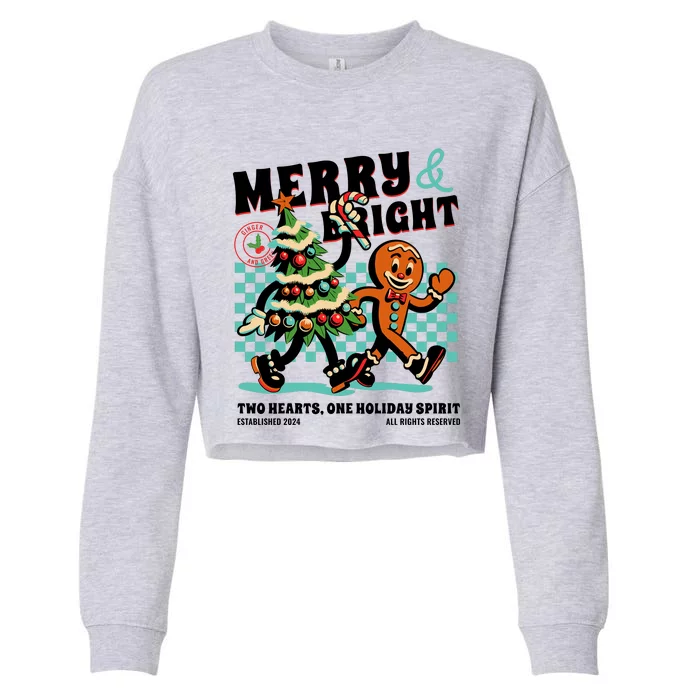 Merry & Bright Christmas Cropped Pullover Crew