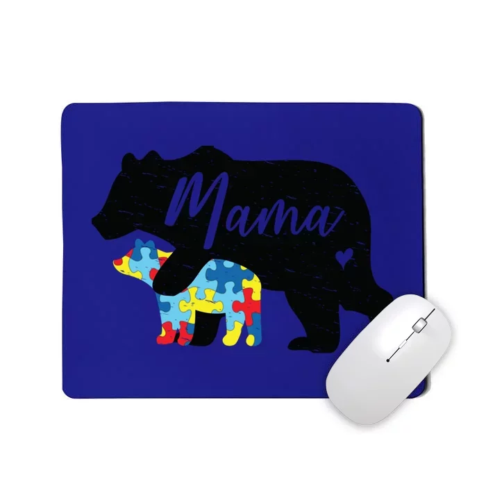 Mama Bear Cute Autism Awareness Mom With Puzzle Piece Cub Funny Gift Mousepad