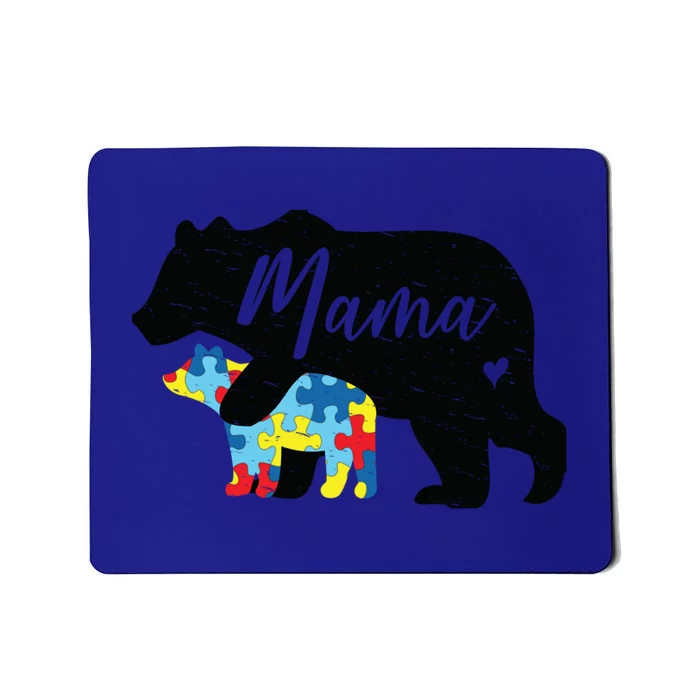 Mama Bear Cute Autism Awareness Mom With Puzzle Piece Cub Funny Gift Mousepad