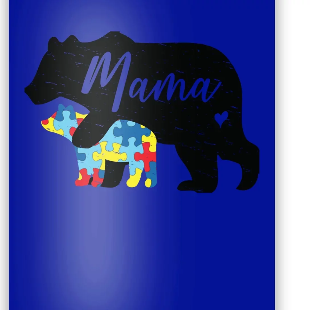 Mama Bear Cute Autism Awareness Mom With Puzzle Piece Cub Funny Gift Poster