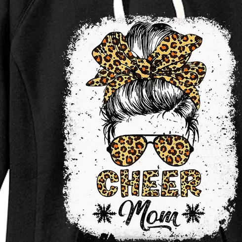 Messy Bun Cheer Mom Leopard Bandana Mother's Day Women's Fleece Hoodie