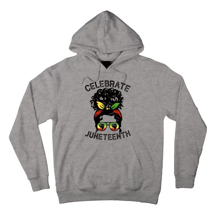 Messy Bun Celebrate Juneteenth Black Pride Indepedence Gift Tall Hoodie