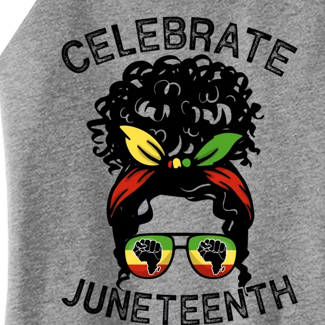 Messy Bun Celebrate Juneteenth Black Pride Indepedence Gift Women’s Perfect Tri Rocker Tank