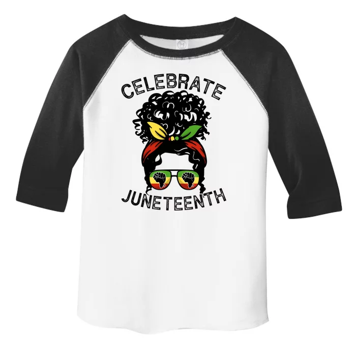 Messy Bun Celebrate Juneteenth Black Pride Indepedence Gift Toddler Fine Jersey T-Shirt