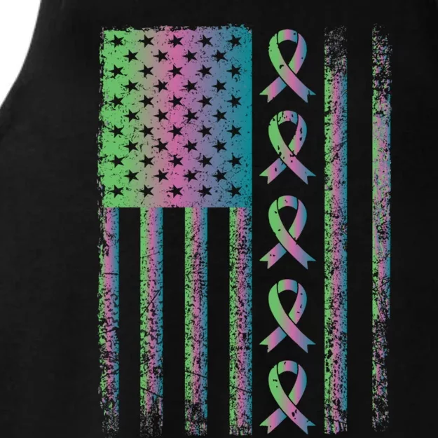 Metastatic Breast Cancer Flag Awareness Survivor Gift Ladies Tri-Blend Wicking Tank