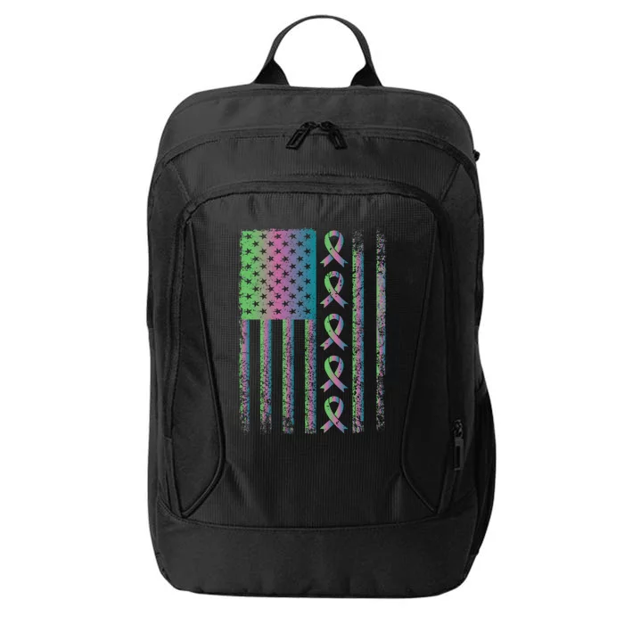 Metastatic Breast Cancer Flag Awareness Survivor Gift City Backpack