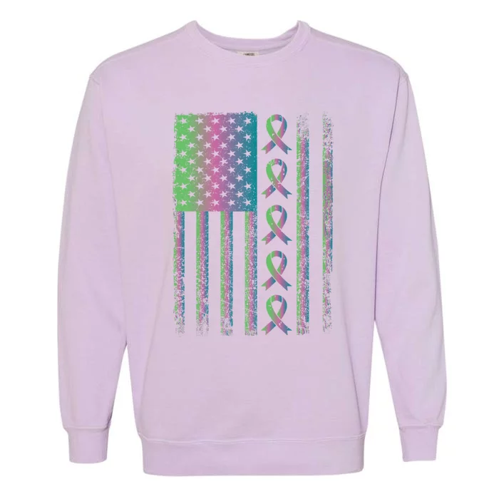 Metastatic Breast Cancer Flag Awareness Survivor Gift Garment-Dyed Sweatshirt