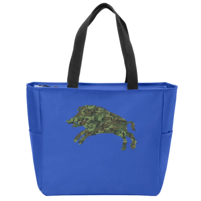 Military Boar Camo Print Us Pig Hog Tusk Veteran Gift Zip Tote Bag