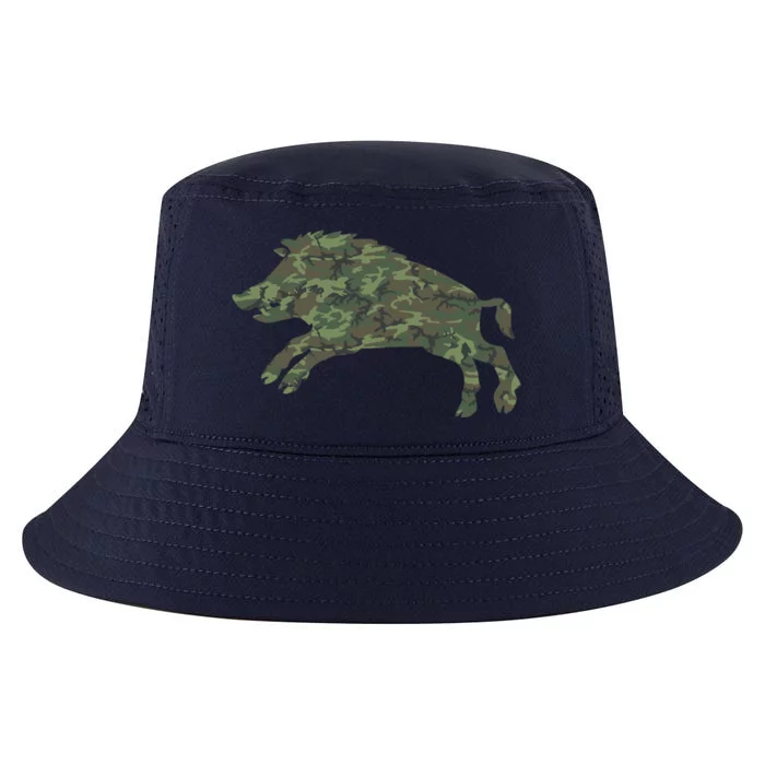 Military Boar Camo Print Us Pig Hog Tusk Veteran Gift Cool Comfort Performance Bucket Hat