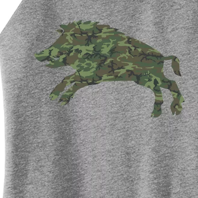 Military Boar Camo Print Us Pig Hog Tusk Veteran Gift Women’s Perfect Tri Rocker Tank